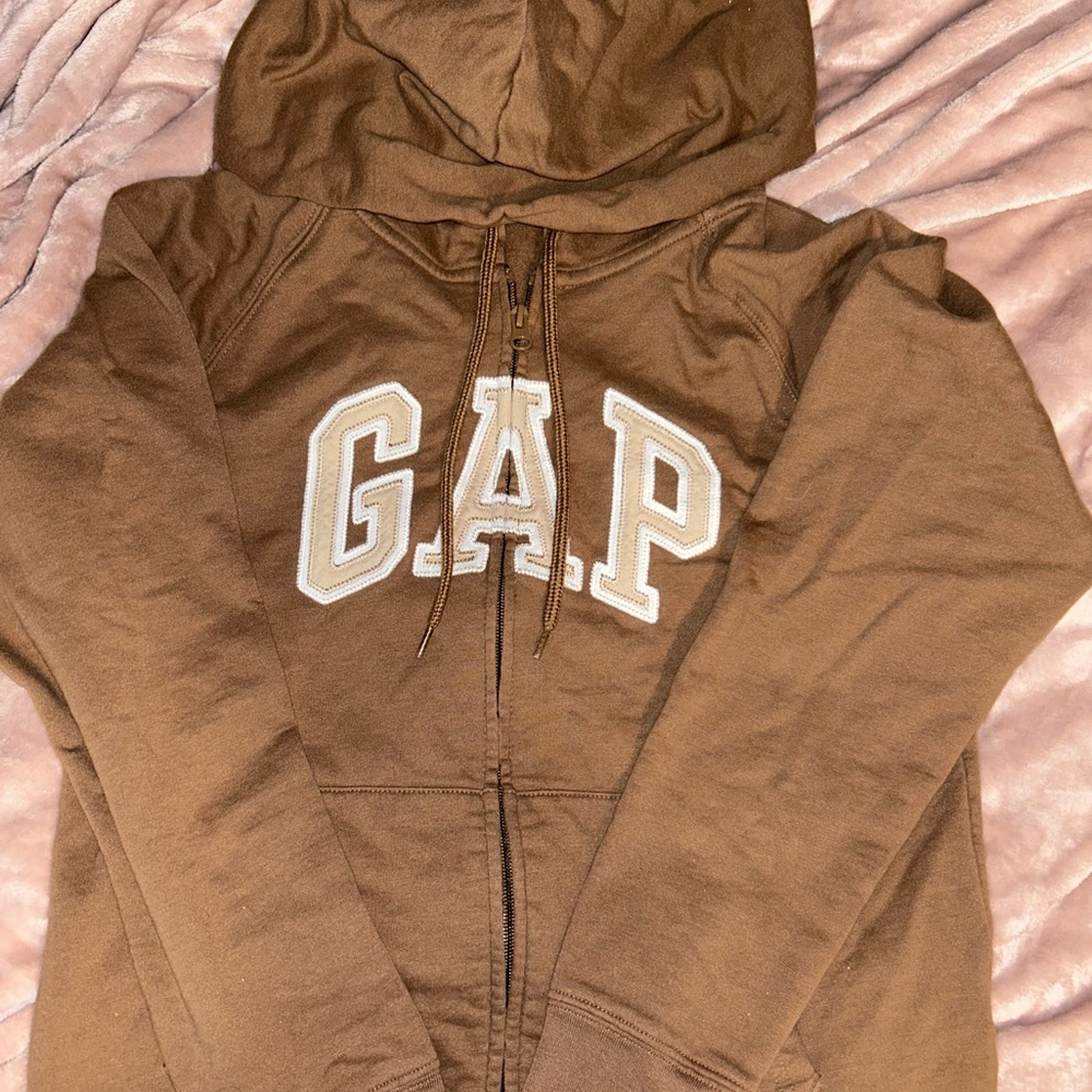 gap brown zip up hoodie